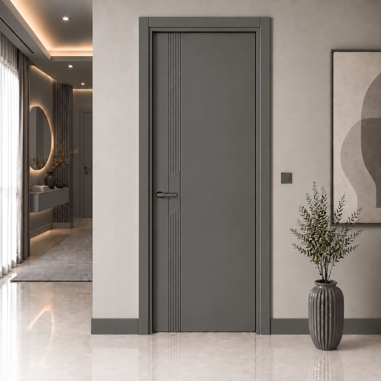 Ardendoor - Kapıya Dair Her Şey Kulp Ekseni Çıtalı Antrasit Lake Kapı