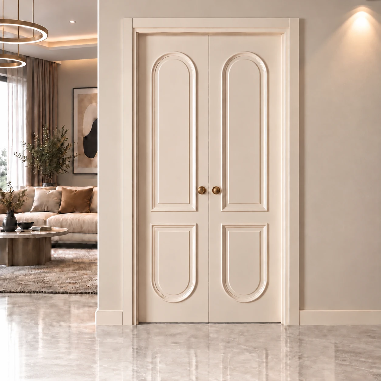 Ardendoor - Kapıya Dair Her Şey Çift Kanatlı Kemer Çıtalı Krem Lake Kapı