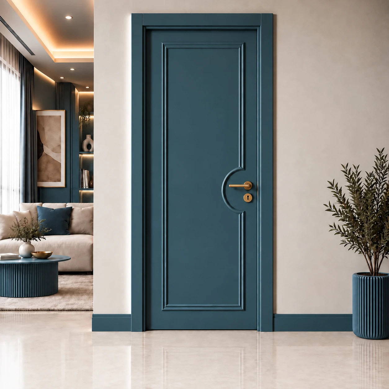 Ardendoor - Kapıya Dair Her Şey Yarım Ay Kulp Rozetli Mavi Lake Kapı