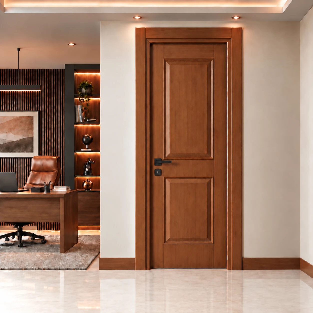 Ardendoor - Kapıya Dair Her Şey İki Göbekli Pahlı Ahşap Kaplama Kapı