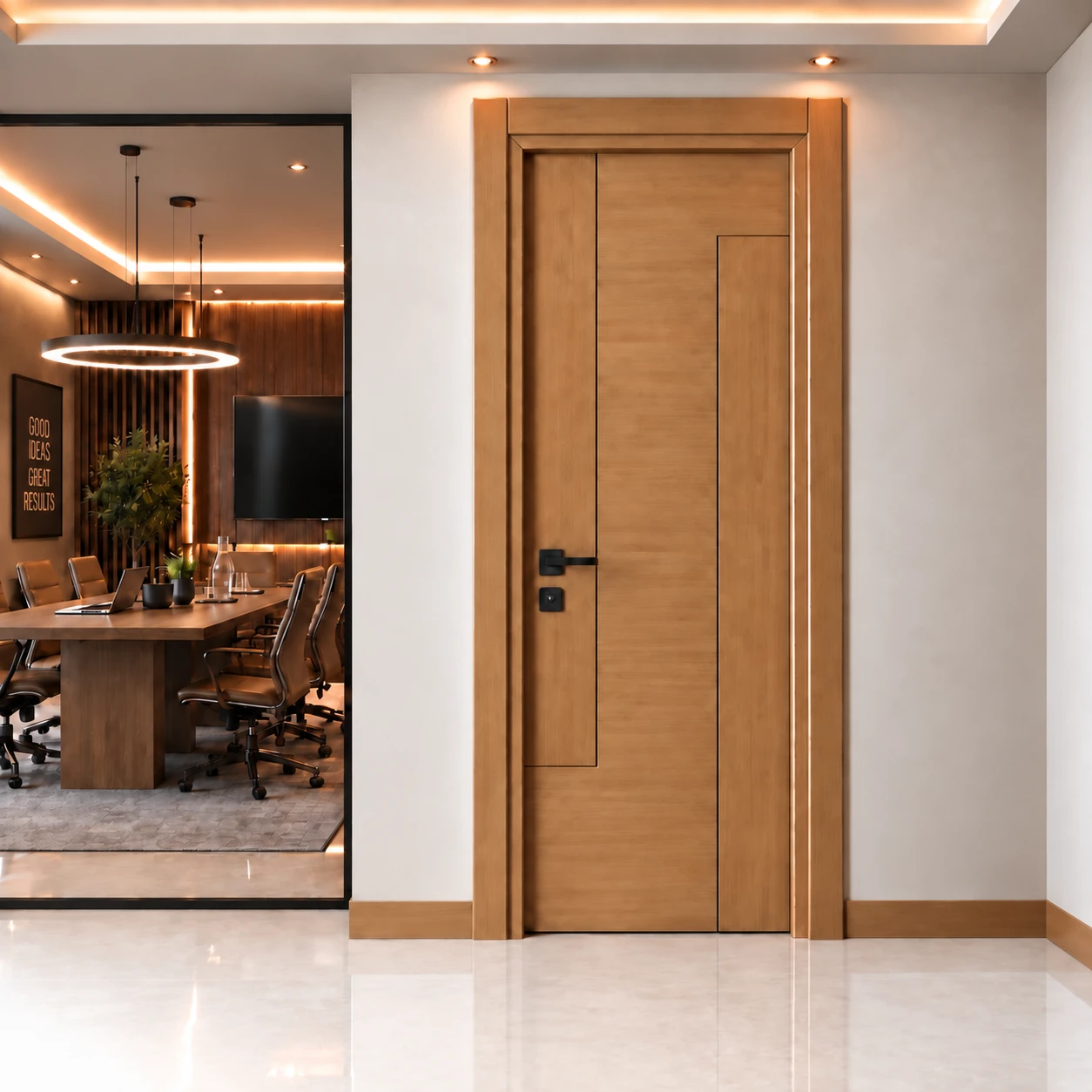 Ardendoor - Kapıya Dair Her Şey Asimetrik Bloklu Doğal Ahşap Kaplama Kapı